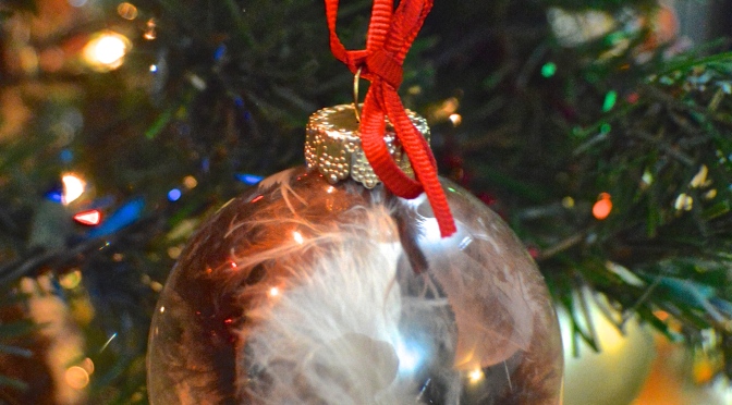 Feather Glass Christmas Ornament